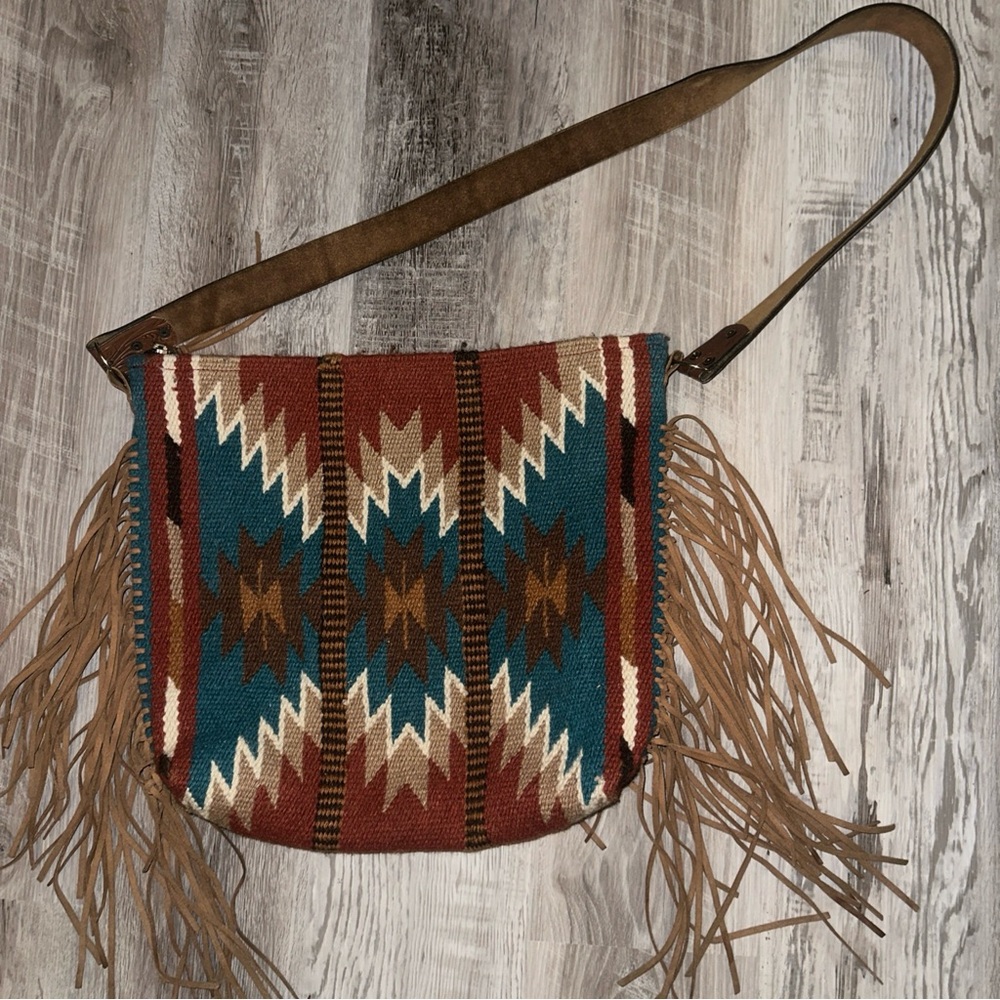 Women’s Western Saddle Blanket Crossbody Genuine Leather Shoulder Bag Fringe